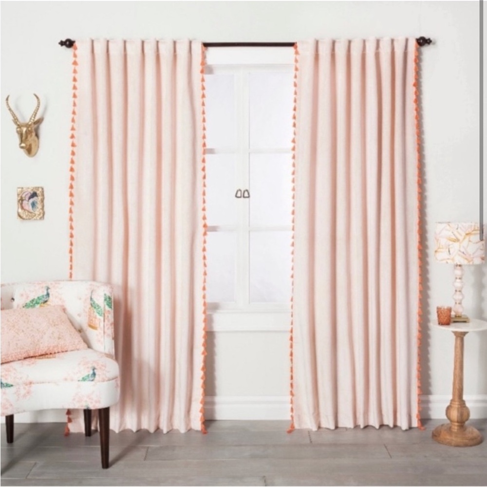 OPALHOUSE Blush Pink Velvet Curtain Panels  with Tassels - Set of 2